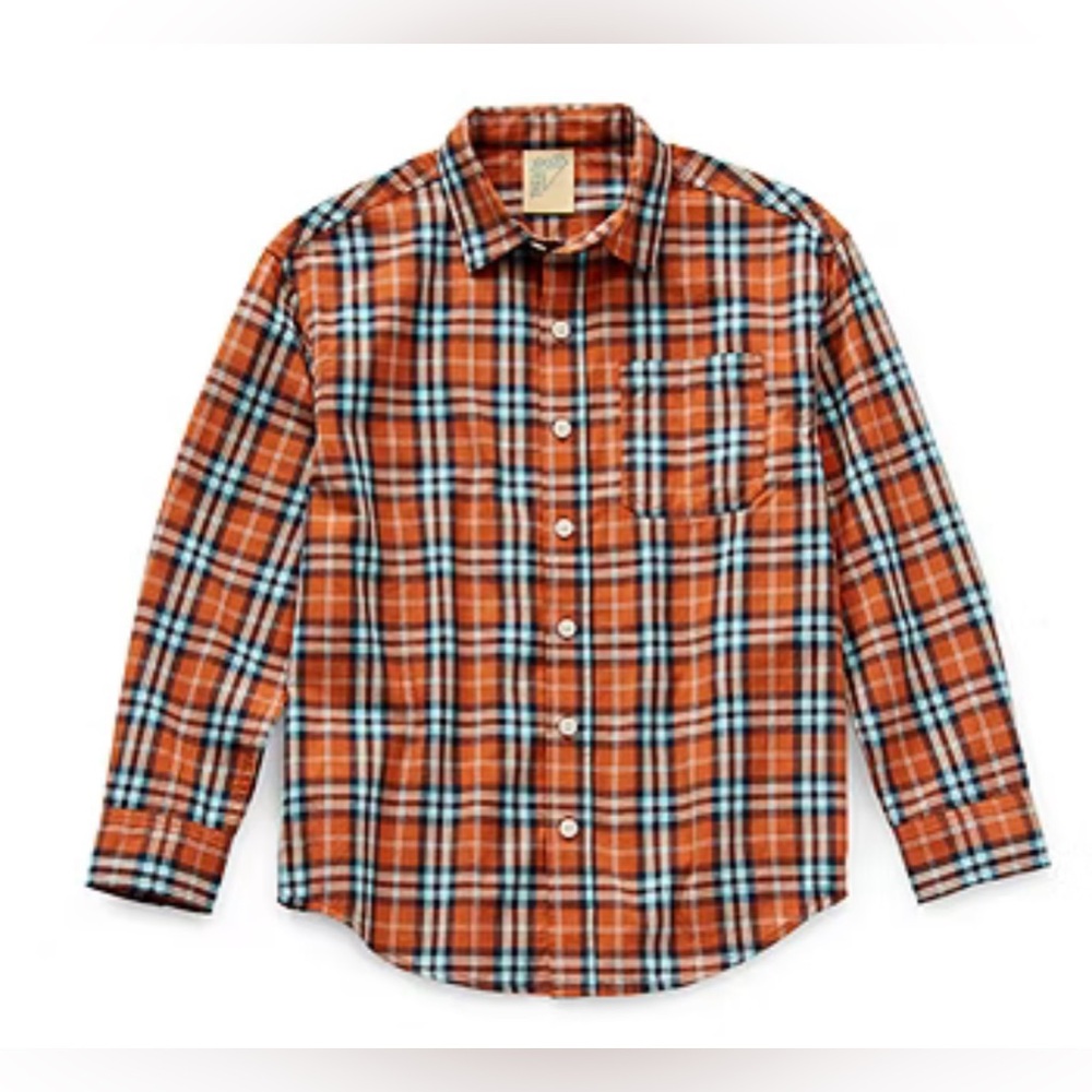 NWT There Abouts Boys Husky Plaid Button Down Shirt